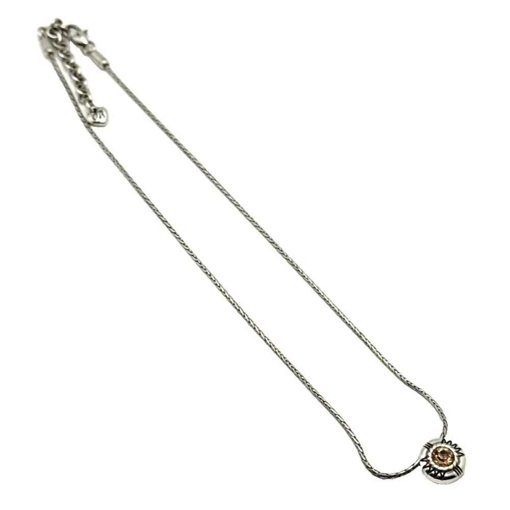BRIGHTON FORTINO Reversible Pendant Necklace Citrine Clear Crystals 16